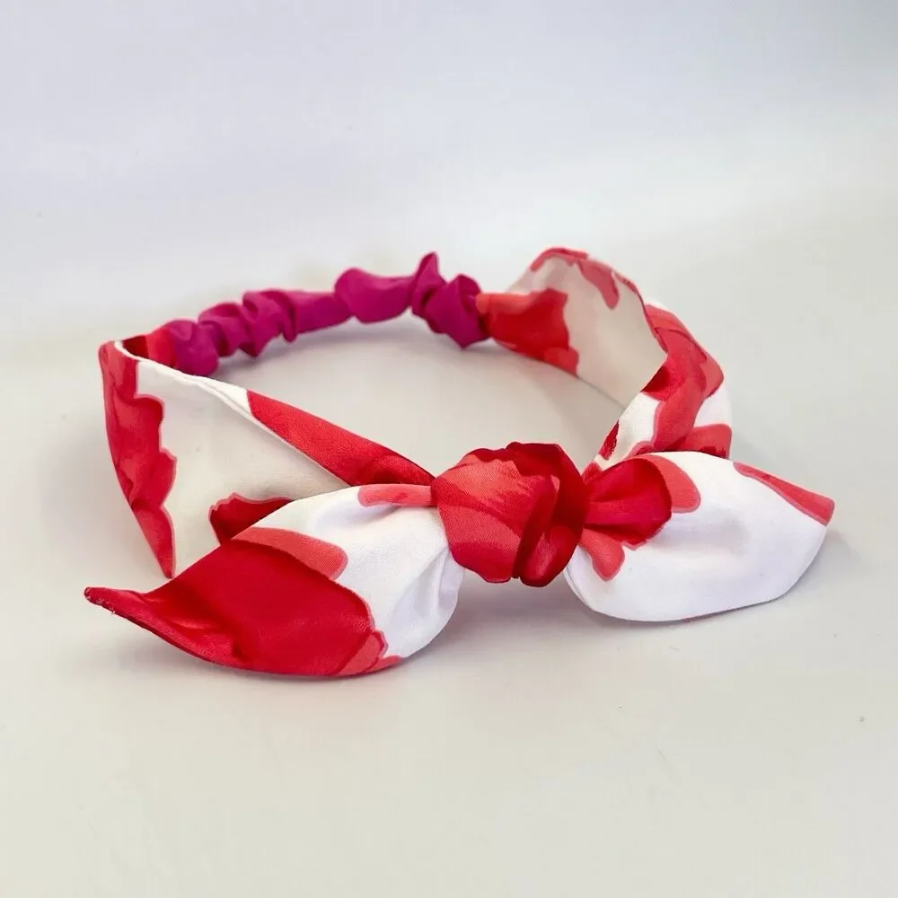New Women’s Headband Hair Accessories knotted Red And White Floral